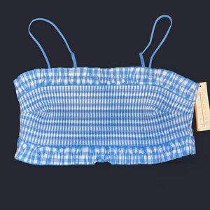 Colsie Tube Top Style Corset, Stretchy Blue/white Gingham Pattern Size L. NWT